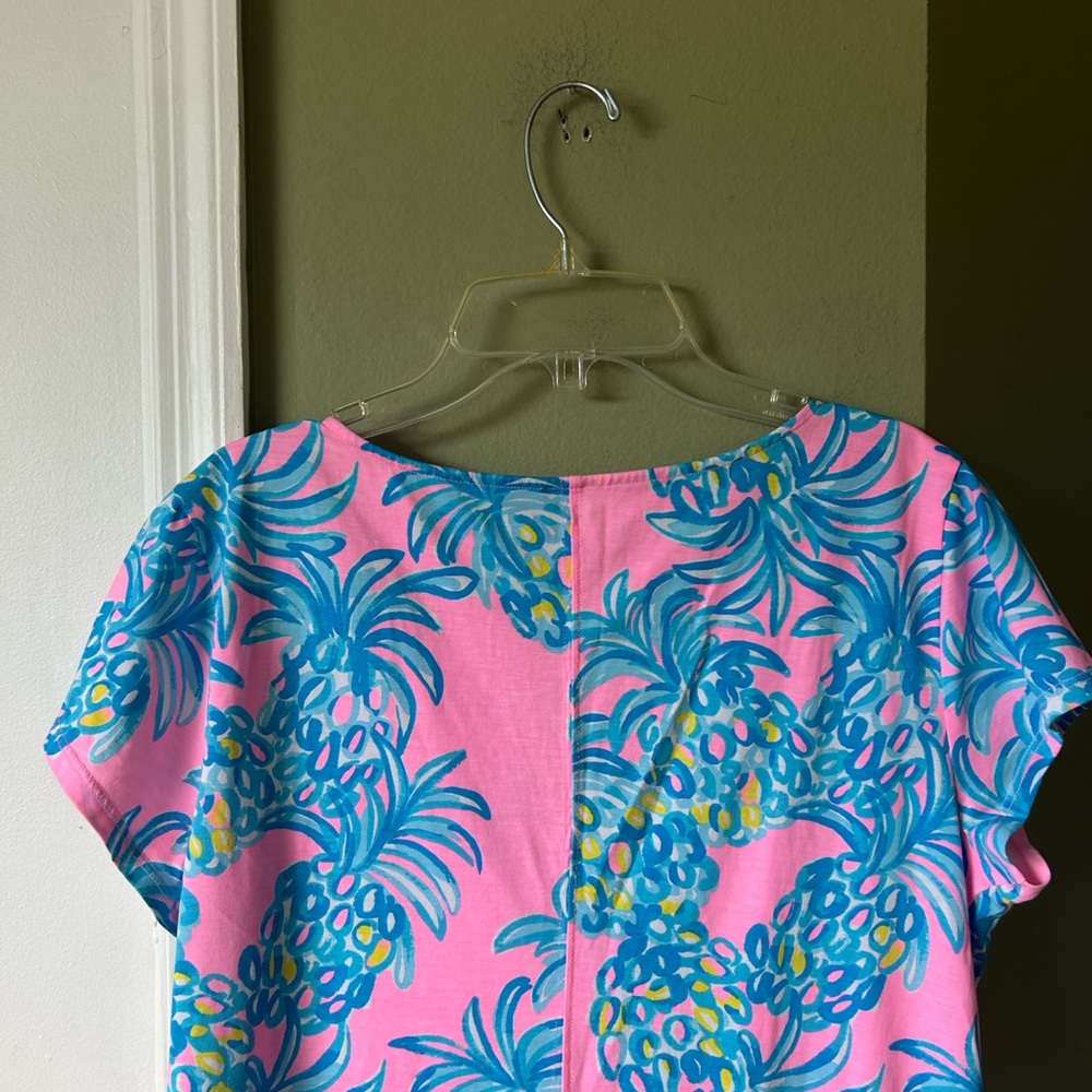 NWOT Lilly Pulitzer Tunic Pink and Blue Pineapple Print Sheath Dress Sz L - Picture 4 of 11